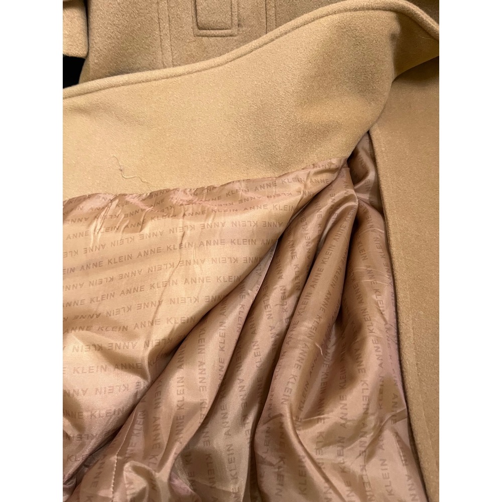 Anne Klein Womens Camel Wool Cashmere Blend Hooded Double Breasted Coat 24W - Picture 9 of 15